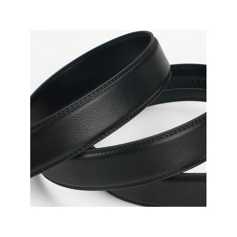 Cinturón Cuero Hebilla Automática Ajustable Lfmb Mod. Líneas