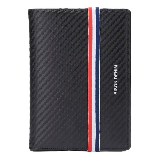 Porta Pasaporte Elegante Billetera Cuero Genuino Bison Denim