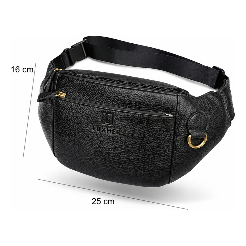 Banano Riñonera De Cuero Genuino Premium Luxher Mod. Roble