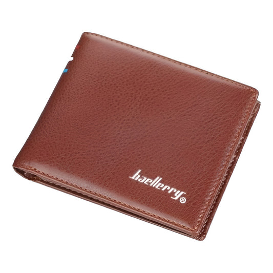 Billetera Hombre De Cuero Pu Baellerry Mod. Square Color Marrón