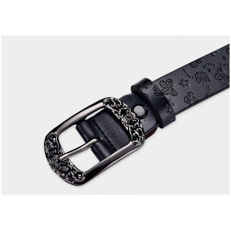 Cinturón Tradicional Mujer Cuero Genuino Lfmb Mod Mariposa