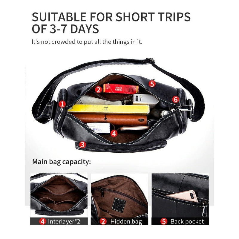 Bolso/bandolera Cuero Genuino Bull Captain Mod. Deportivo