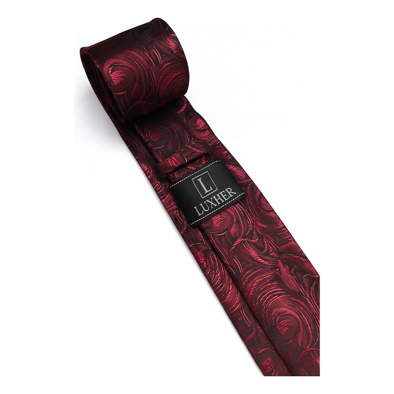 Set Corbata, Pañuelo Y Colleras Seda Lujo Luxher Mod Floral