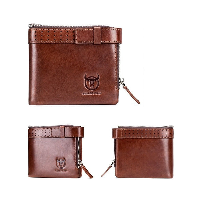 Billetera Cuero Genuino Bull Captain Protec Rfid Mod Buff