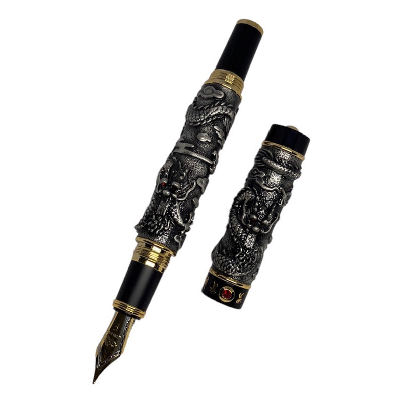 Pluma Estilográfica Texturizada Lujo Jinhao Mod Dragón Rubí