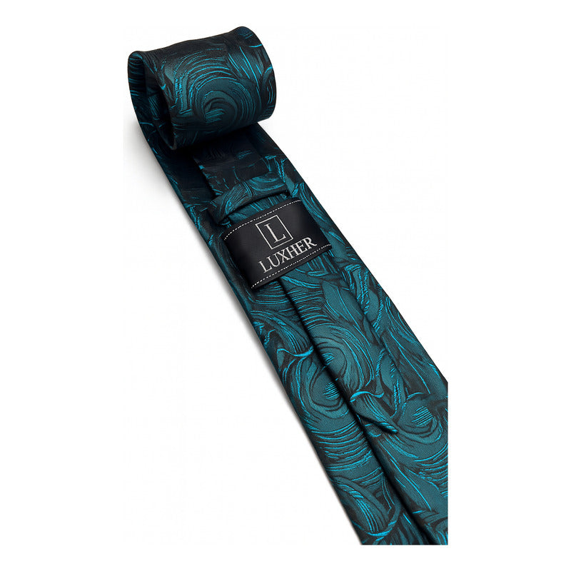 Set Corbata, Pañuelo Y Colleras Seda Lujo Luxher Mod Floral