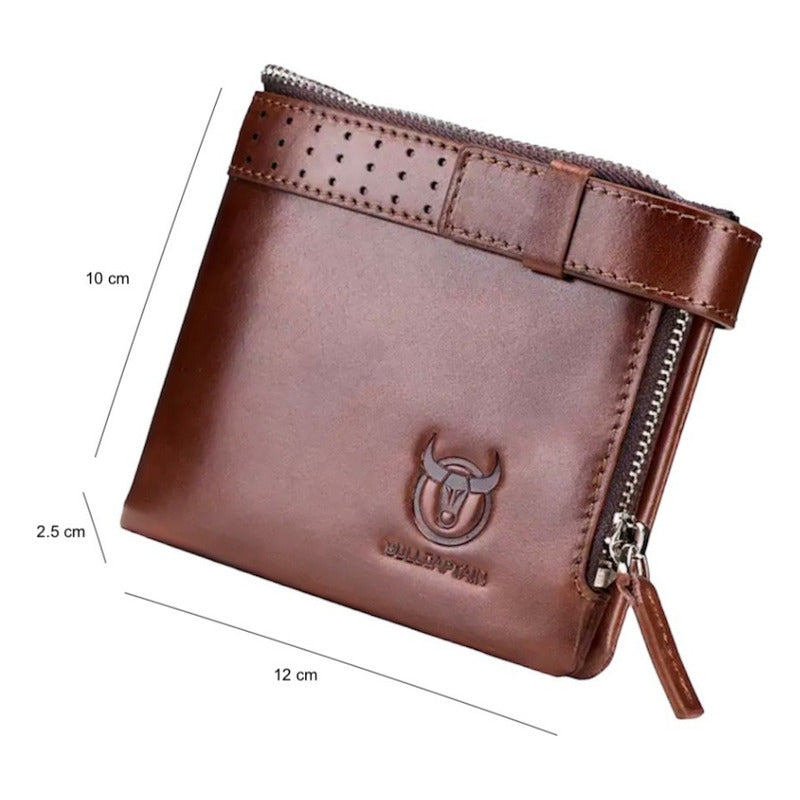 Billetera Cuero Genuino Bull Captain Protec Rfid Mod Buff