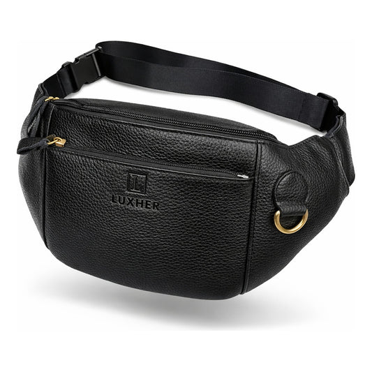 Banano Riñonera De Cuero Genuino Premium Luxher Mod. Roble