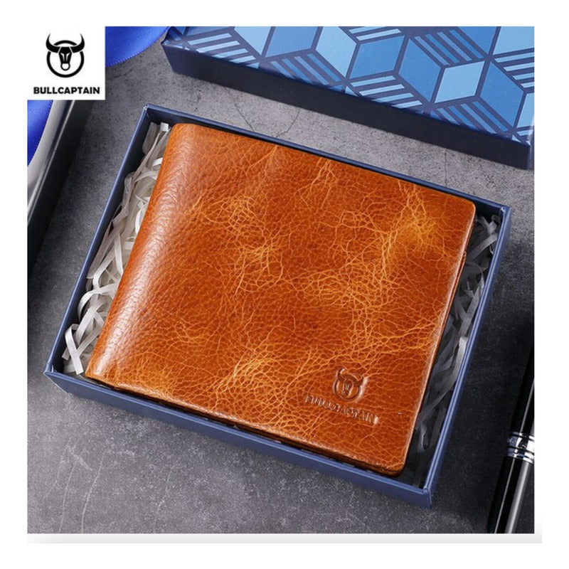 Billetera Cuero Genuino Bull Captain Protec Rfid Mod Taurus