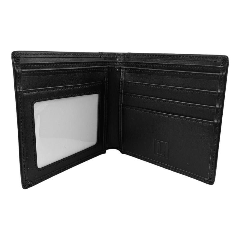 Billetera Cuero Genuino Lujo Protección Rfid Luxher Clásico Color Negro