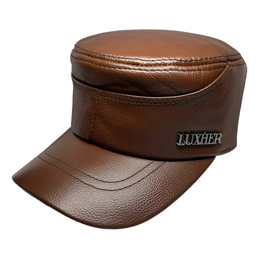 Gorro Unisex Jockey De Cuero Genuino Lujo Luxher Mod. Berlín