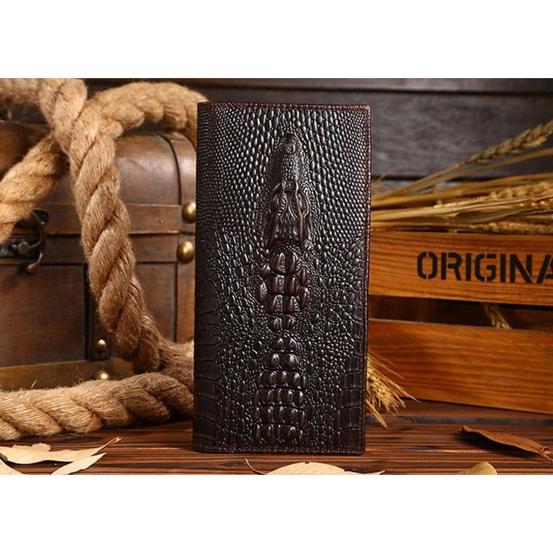 Chequera Delgada Texturizada De Cuero Genuino Mod. Kroc