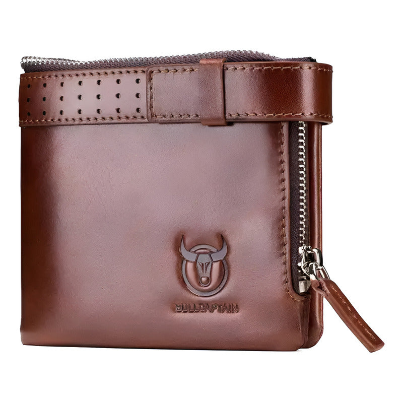 Billetera Cuero Genuino Bull Captain Protec Rfid Mod Buff