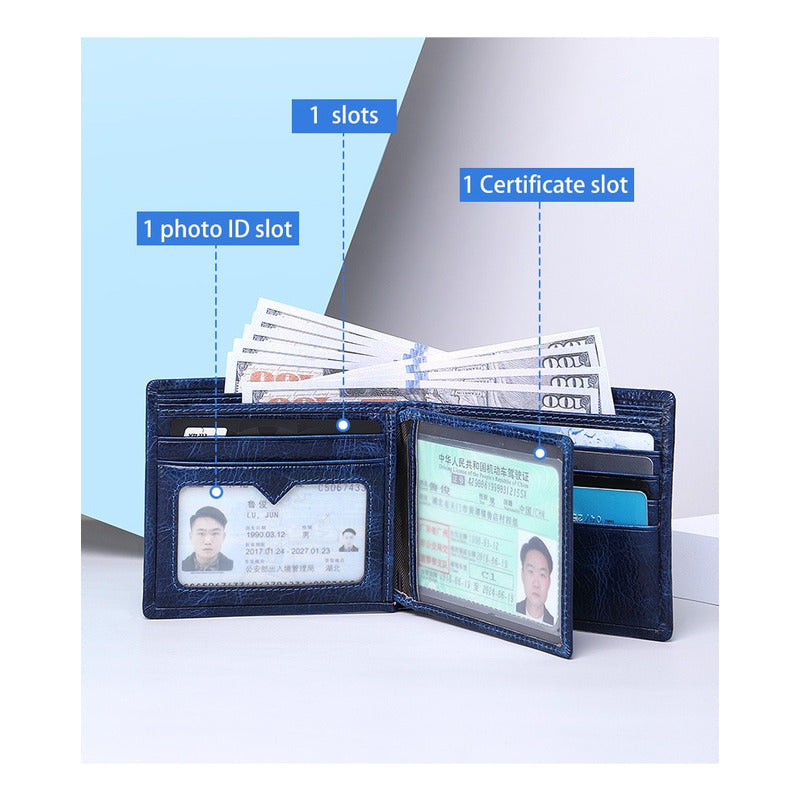 Billetera Cuero Genuino Bull Captain Protec Rfid Mod Taurus