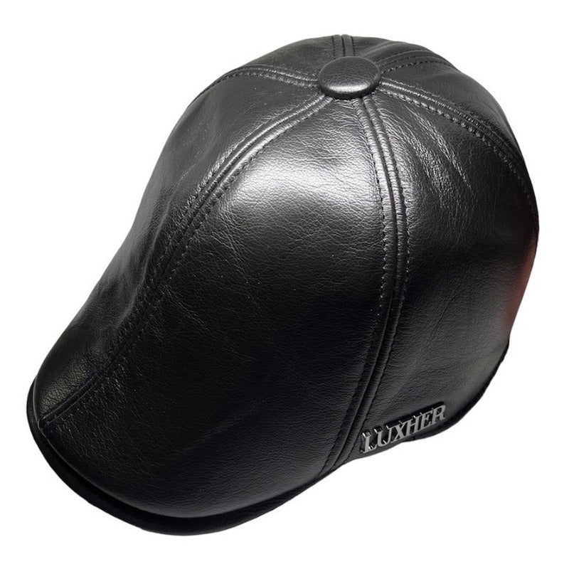 Boina De Cuero Genuino Gorro Lujo Luxher Mod. Paris